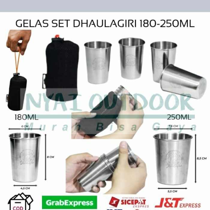 Ready gelas set stainless dhaulagiri gelas set camping gunung