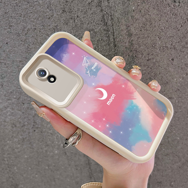 Casing Hp VIVO Y02 VIVO Y02A VIVO Y02T Case warna-warni cat bulan dan HP telepon pola bunga Softcase