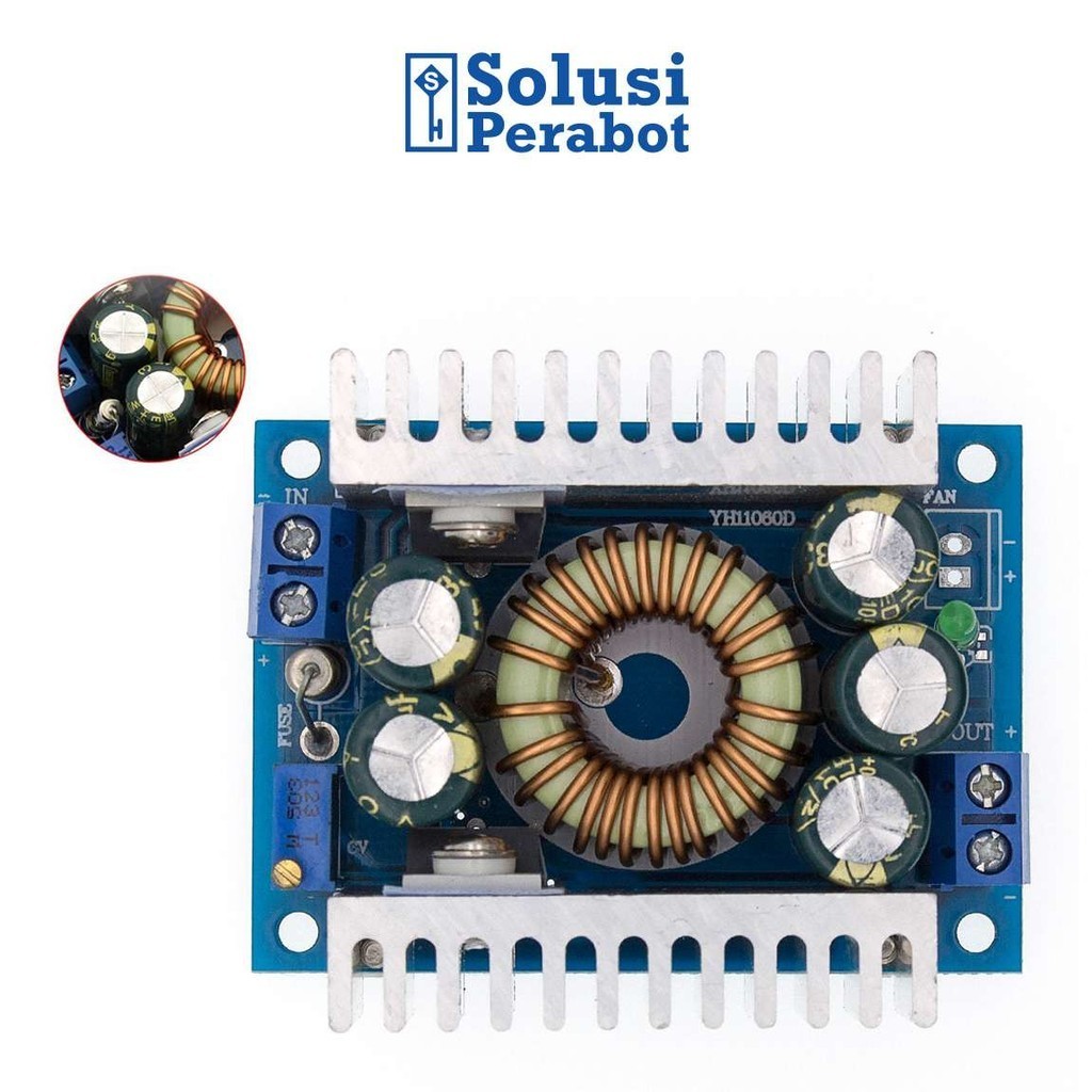 Auto Buck Boost DC 12A SP / Modul Daya Step Down Up / Module Tegangan Aki Cas Mobil Solar LED Car