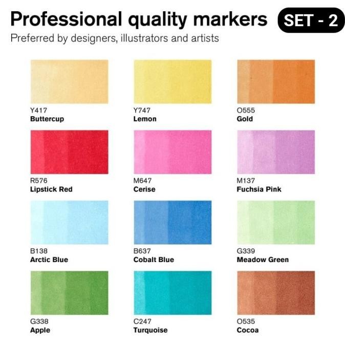 

Marker Winsor & Newton Promarker Set 12 Dual Point Pena Kuas Warna