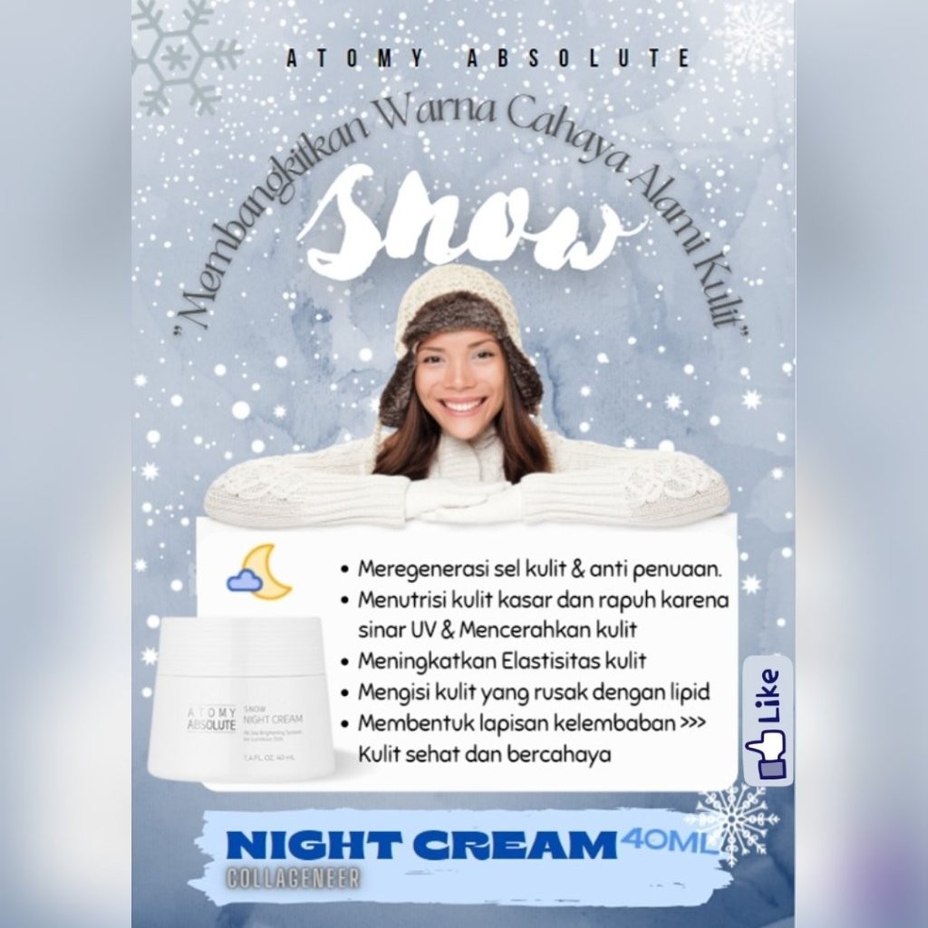 Atomy Absolute Snow Night Cream Nutrisi, Memutihkan & Perbaikan