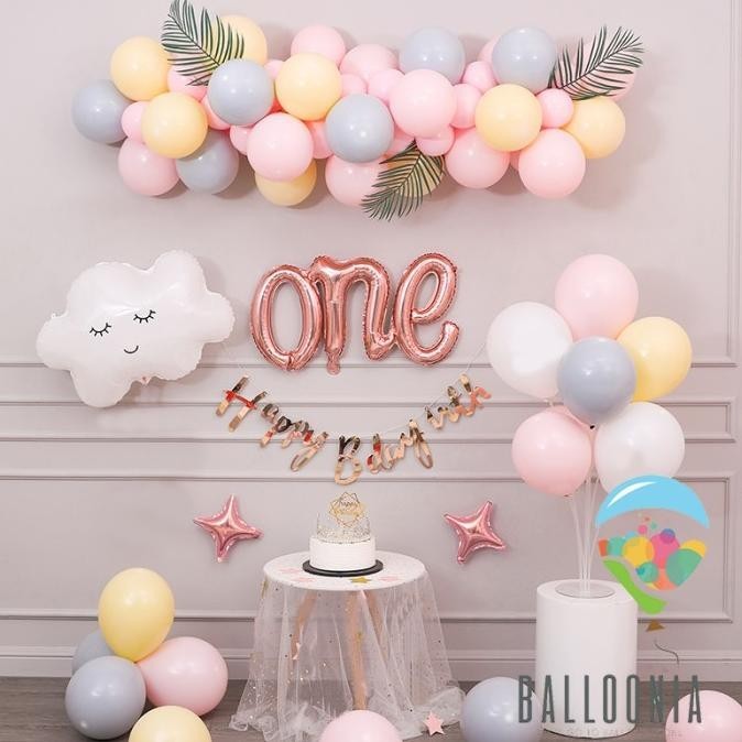 Set Balloon Birthday One Link Rose Gold Chain / Balon Dekorasi Ultah