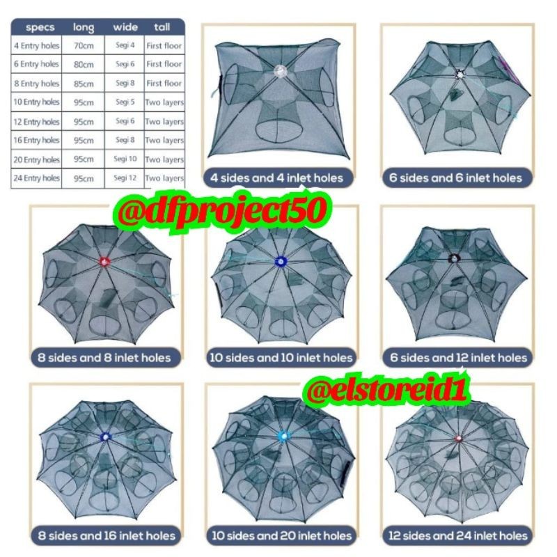 BUBU Payung perangkap ikan udang lubang 4 6 8 10 12 16 20 24 HARGA PERBIJI bukan perkilo