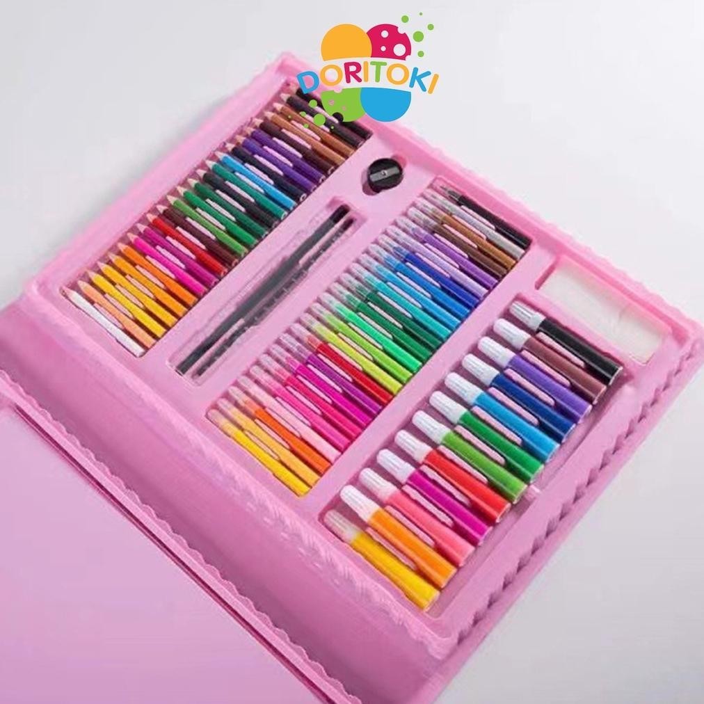 

Doritoki 208Pcs Crayon Anak Pengasah Set Alat Menggambar Melukis Anak-Anak Crayon Cat Air Pensil