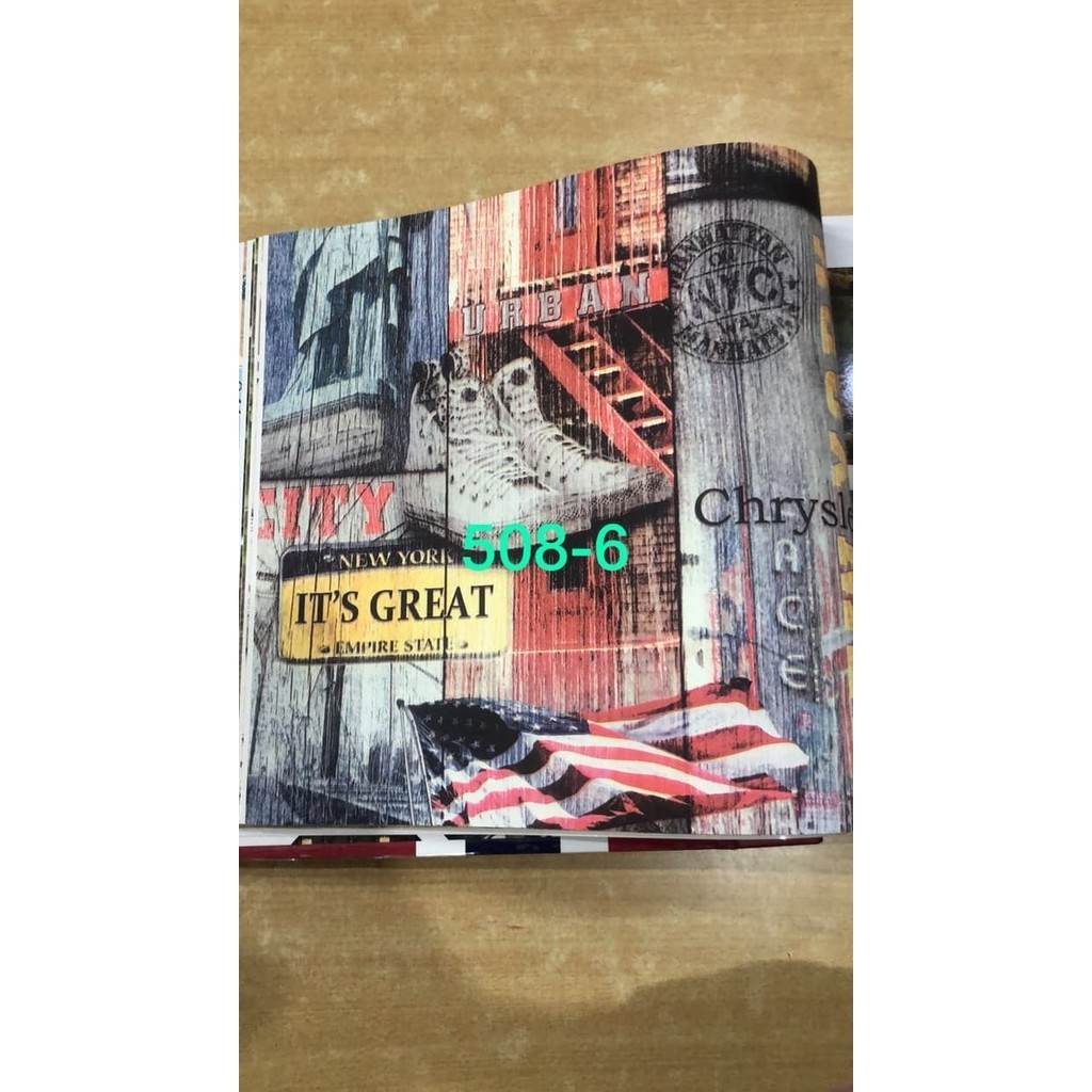 Wallr Dinding Cafe Motif Natural Wood Gambar Newyork