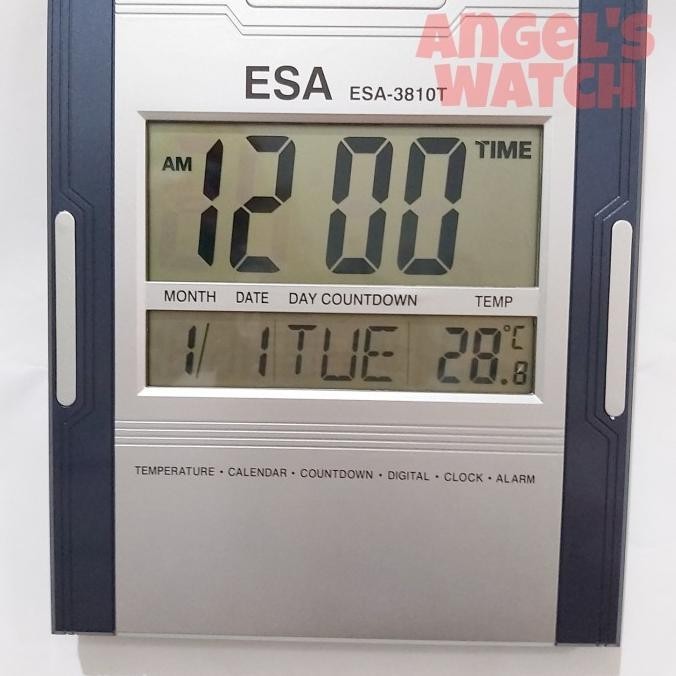 

jam dinding digital esa-3810 fitur lengkap kalender suhu original