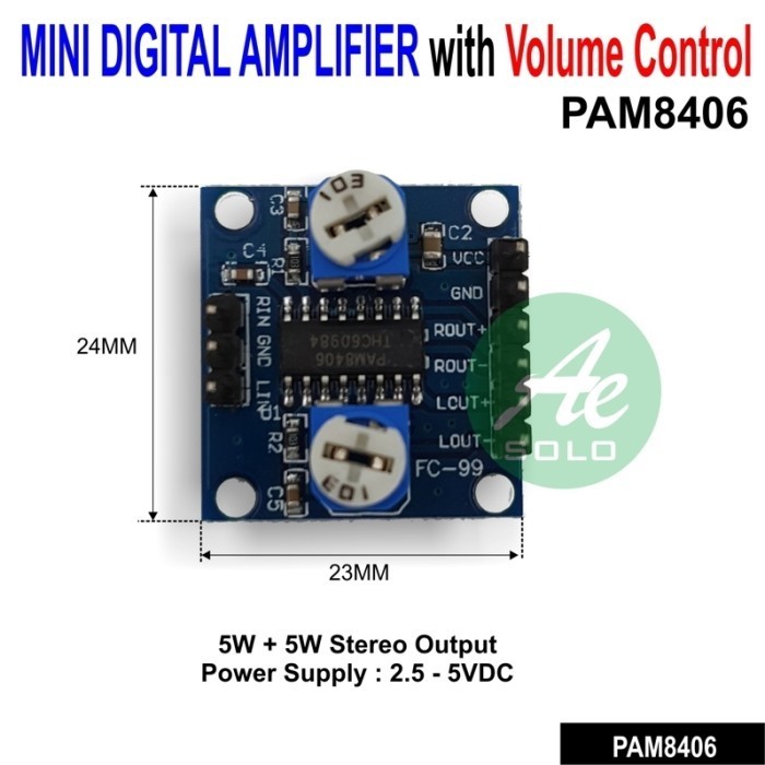 Kualitas terbaik] Mini Digital Amplifier Module PAM8406 Power Amplifier Headphone
