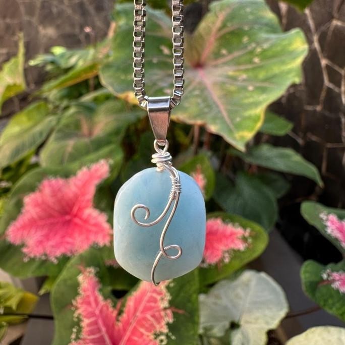 Square Aquamarine Pendant Necklace