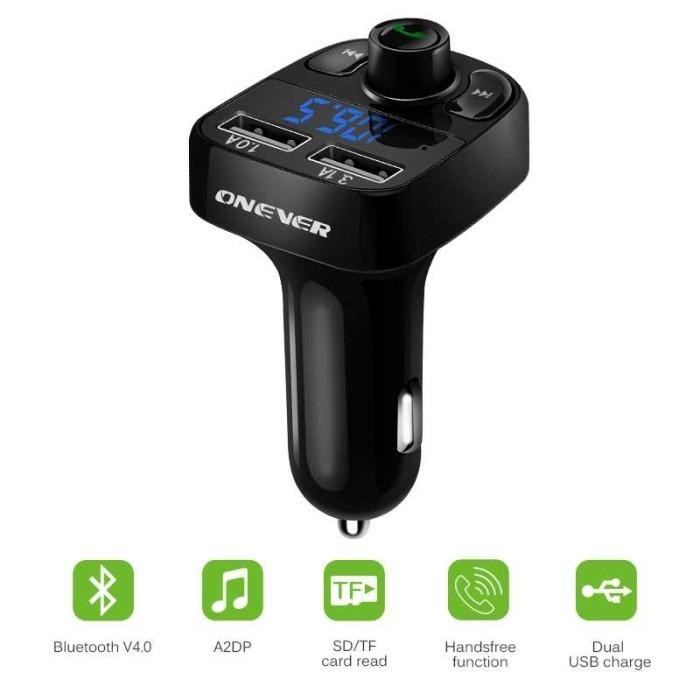 Bluetooth Audio Receiver Fm Transmiter Handsfree W/ Usb Car Charger