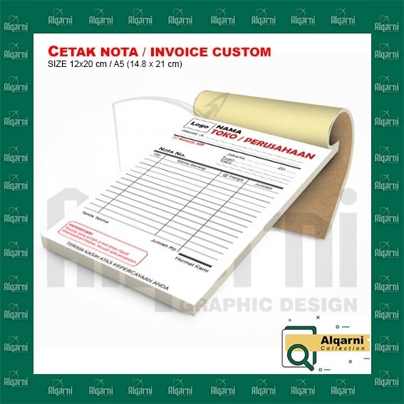 

Nota / Cetak Nota / Cetak Kwitansi / 1 Ply / 2 Ply / 3Ply, A5 (CUSTOM)