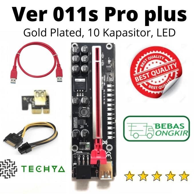 TERBARU PCIE Riser ver011 pro plus 8 Kapasitor v011 mining vga gpu 11