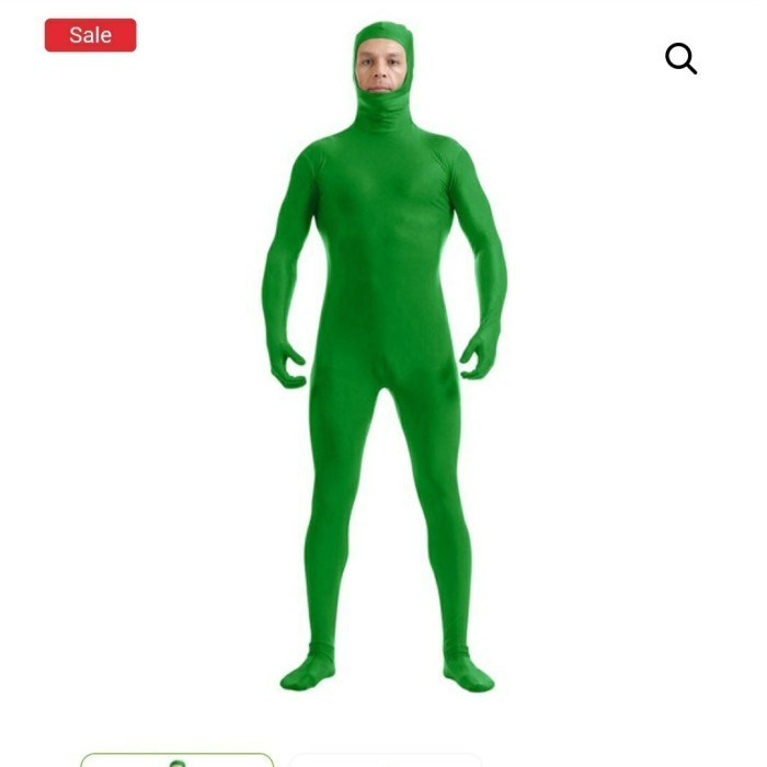 

baju green screen chroma key dengan lubang di wajah
