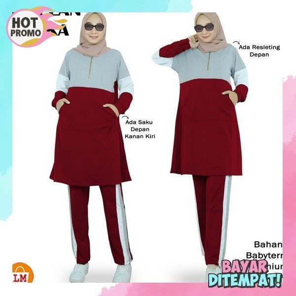 Setelan Baju Olahraga Wanita Set Senam Ibu Ibu Kekinian Pakaian Sport Girls Training One Set Baju Se