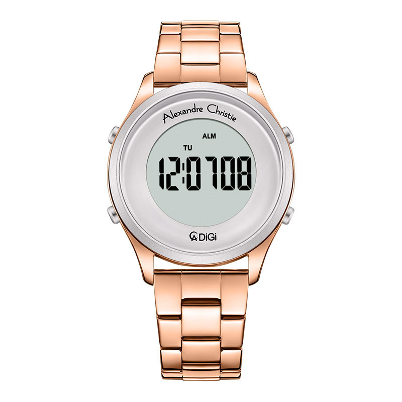 Jam Tangan Wanita Digital dengan Dial Rose Gold dan Strap Baja Anti Karat