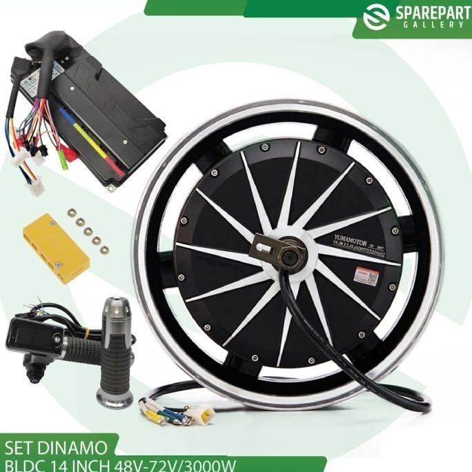 Paket Hub Dinamo BLDC Motor Listrik 48-72v 3000w ring 14" (14inch)