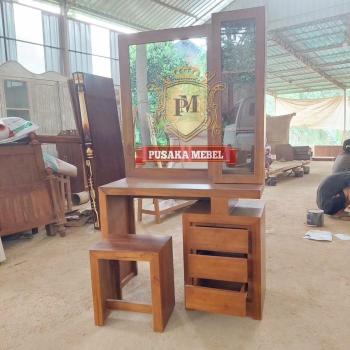 meja rias minimalis kayu jati, meja cermin rias minimalis kayu jati