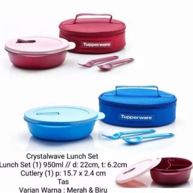 Tupperware Crystalwafe Lunch Set Tempat Makan Bulat + Sendok + Tas