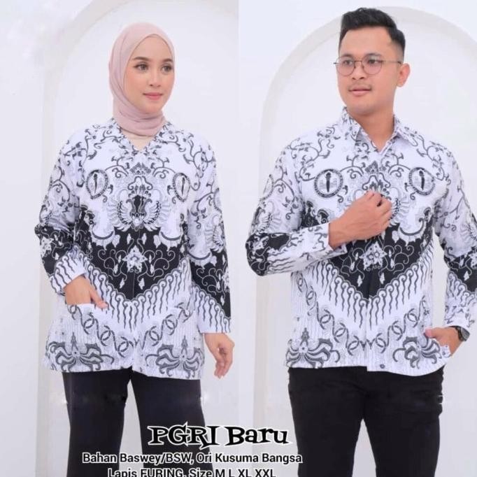 Seragam Kemeja Pgri Ful Furing Terbaru Motif Kusuma Bangsa Kain Katun