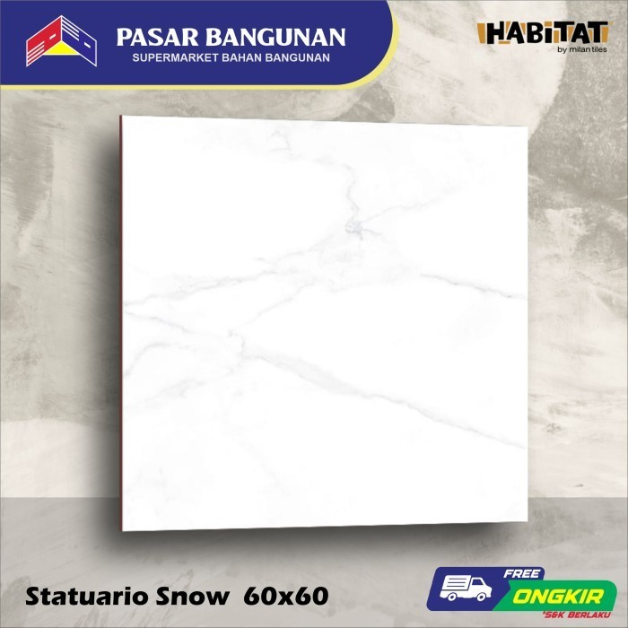 Terbaru Keramik Habitat Statuario Snow 60X60 Keramik Lantai Cutting Granit Promo Terlaris