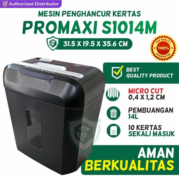

Mesin Penghancur Kertas Paper Shredder Promaxi S1014M Micro Cut 14L