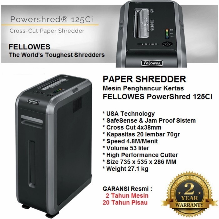 

Mesin penghancur kertas FELLOWES 125Ci / paper shredder FELLOWES 125CI