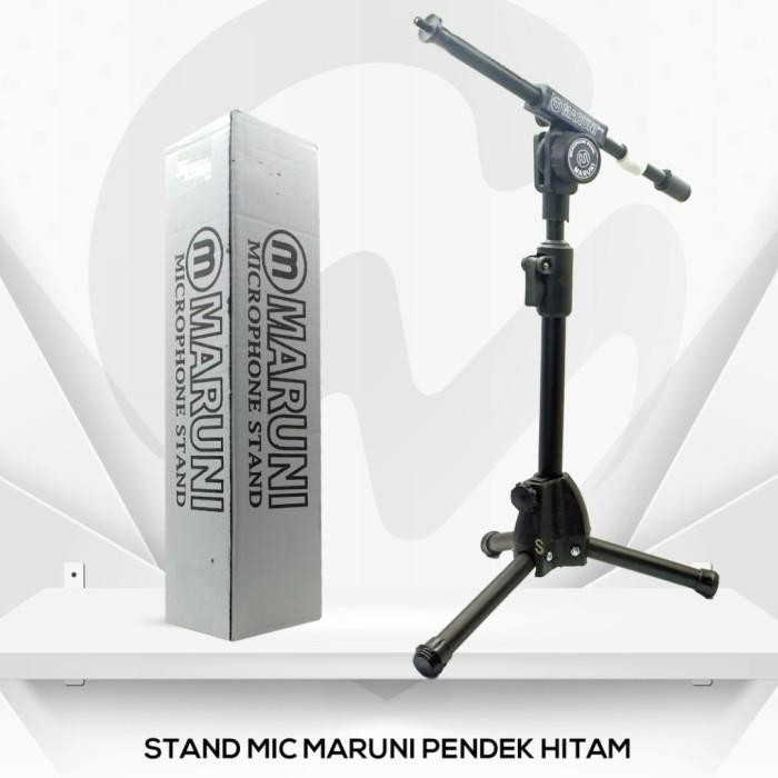 Stand Mic Maruni Pendek / Tiang Mic Pendek Hitam Free Holder