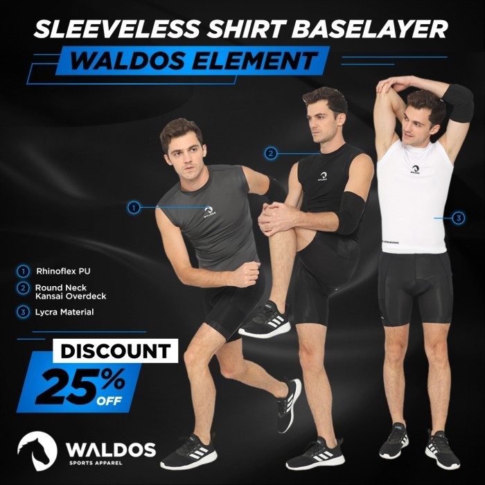 Singlet Sleeveless Baselayer Manset Waldos Element Tangan Buntung
