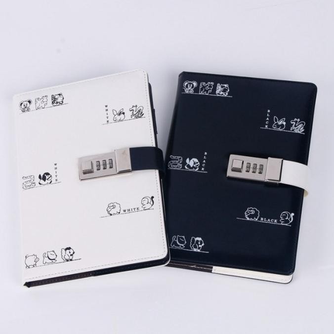 

White A5 Diary With Lock Journal Traveler Agenda Password Book Dbi