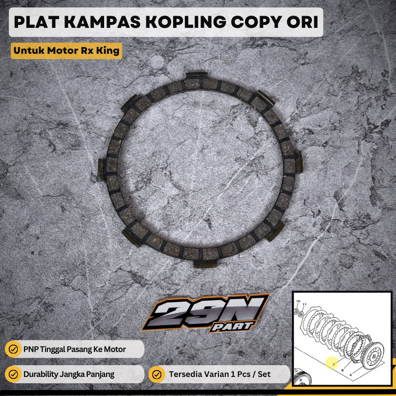Kampas Kopling Satuan Tebal Rx King RXK RXS Copy Original Yamaha