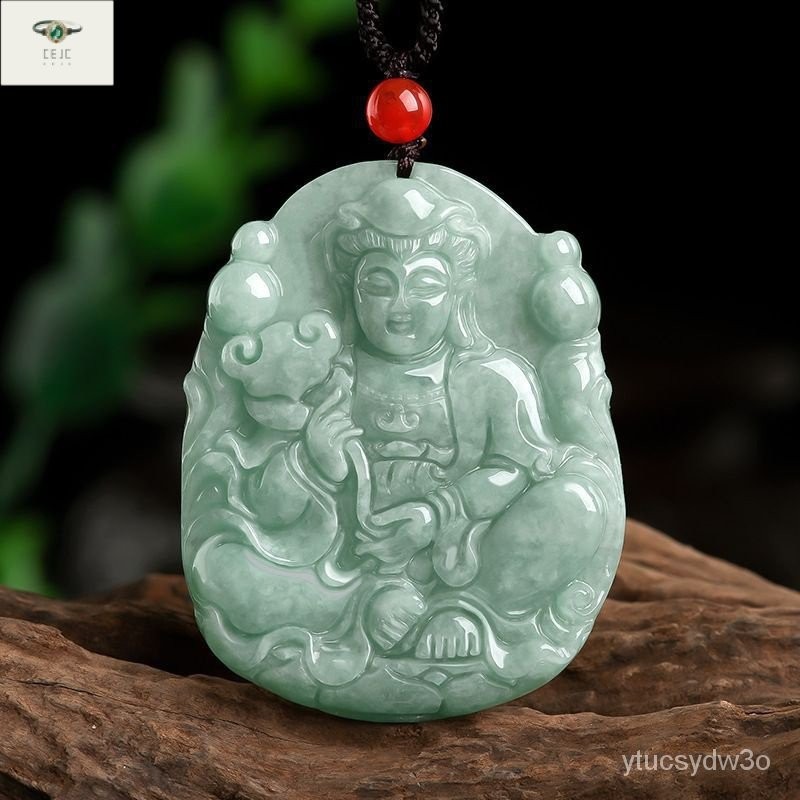 （Dengan Sertifikat）（ytucsydw3o）Myanmar AlamiaJade Ruyi Liontin Batu Giok Es, Kalung Pria Wanita Gros