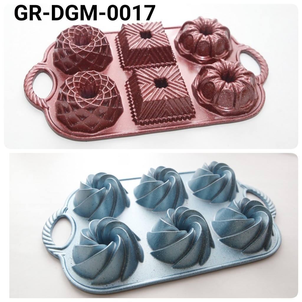 GR-DGM-0017 Loyang marble mini chiffon cake cupcake kotak bulat isi 6 (loyang)