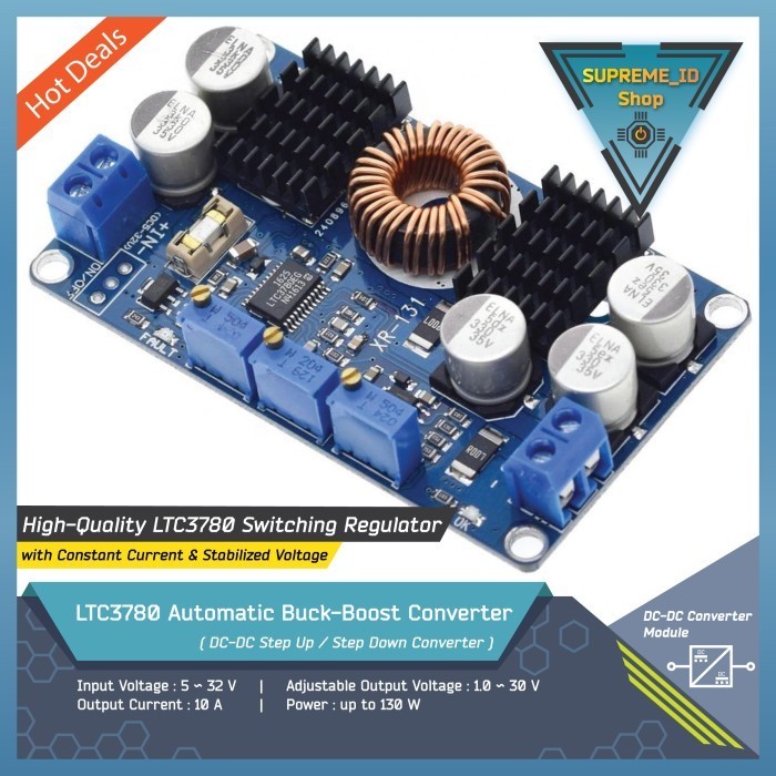LTC3780 Auto DC Buck-Boost Converter + Stabilized Regulator 10A 130W