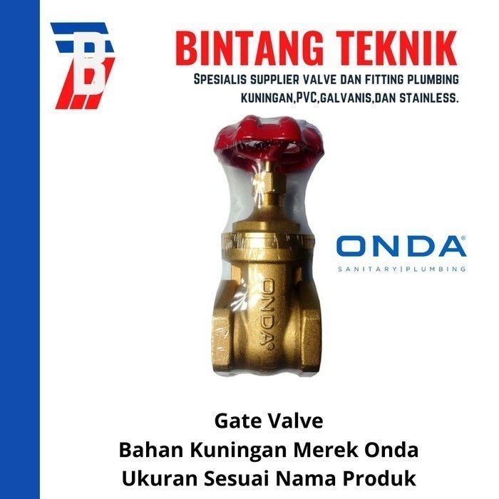 GATE VALVE 2" INCH KUNINGAN ONDA MURAH