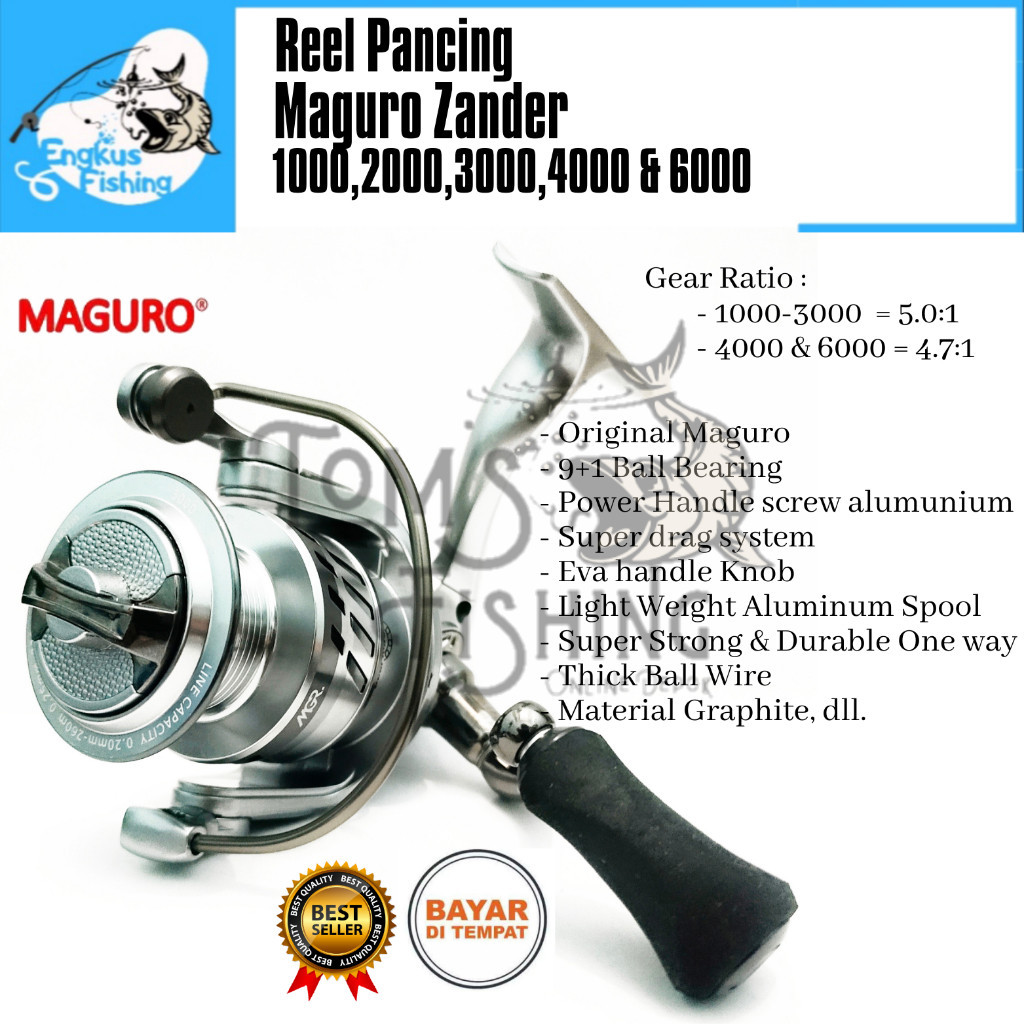[TERBARU] REEL l Reel Pancing Maguro Zander 1000 - 6000 Original (9+1 Bearing) Power Handle - Engkus