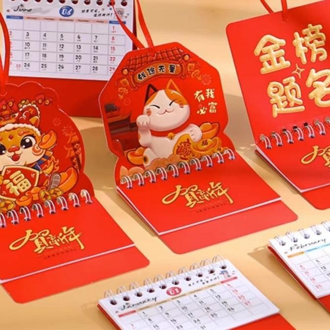 

OLH - Kalender Mini 2024 Kalender Tahun Naga Bulanan Souvenir Kado Imlek TERLARIS