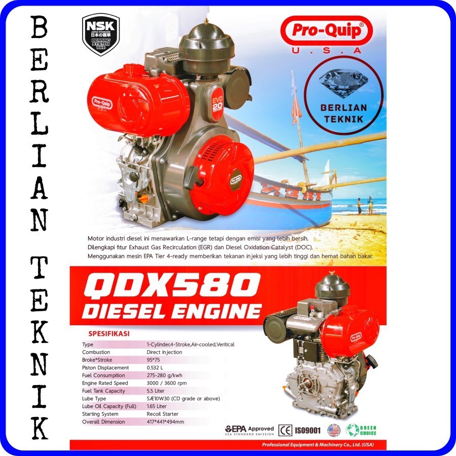 Mesin Penggerak Solar Engine Diesel Proquip QDX 580 / 20 HP