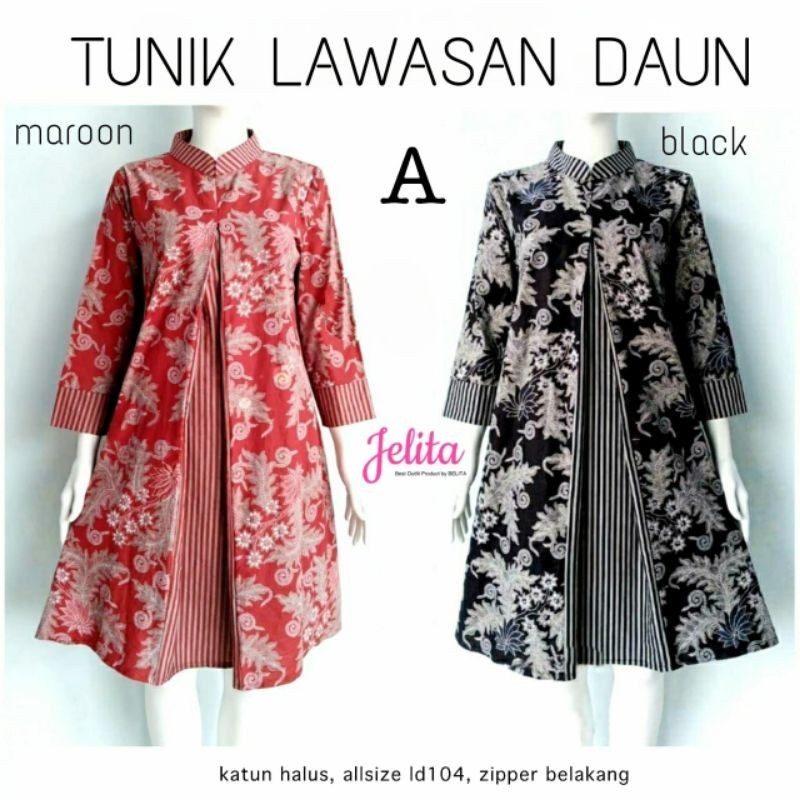 TUNIK LAWASAN DAUN ORI JELITA  Baju Atasan Tunik Wanita Motif Batik Lawasan Daun Terbaru