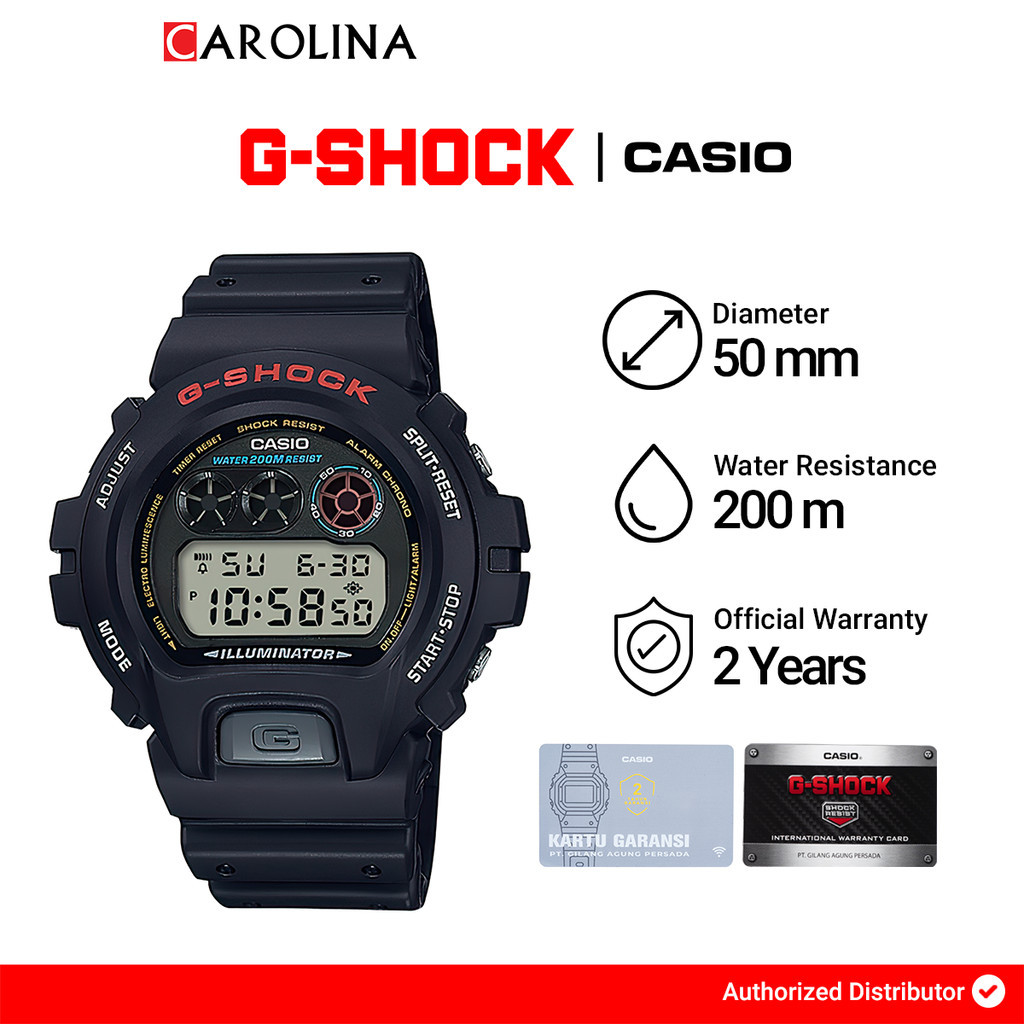 Jam Tangan Pria Casio G-Shock DW-6900-1V Men Digital Dial Black Resin Band