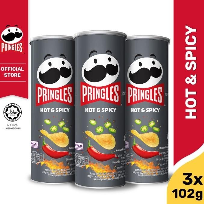 

[BUNDLE 3pcs] Pringles Hot Spicy Keripik 102gr
