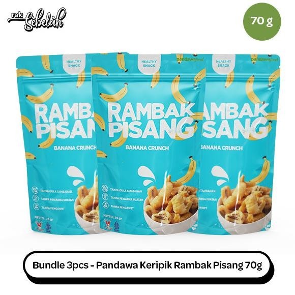 

Bundle 3pcs Pandawa Keripik Rambak Pisang 70g Dried Banana Fruit Chips