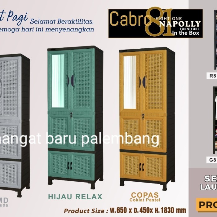 .........] lemari pakaian plastik napolly rak baju gantung + susun + cermin
