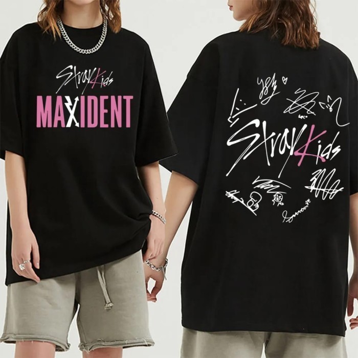 Baju Kaos Stray Kids Maxident Kpop Straykids Lengan Dek Oversize