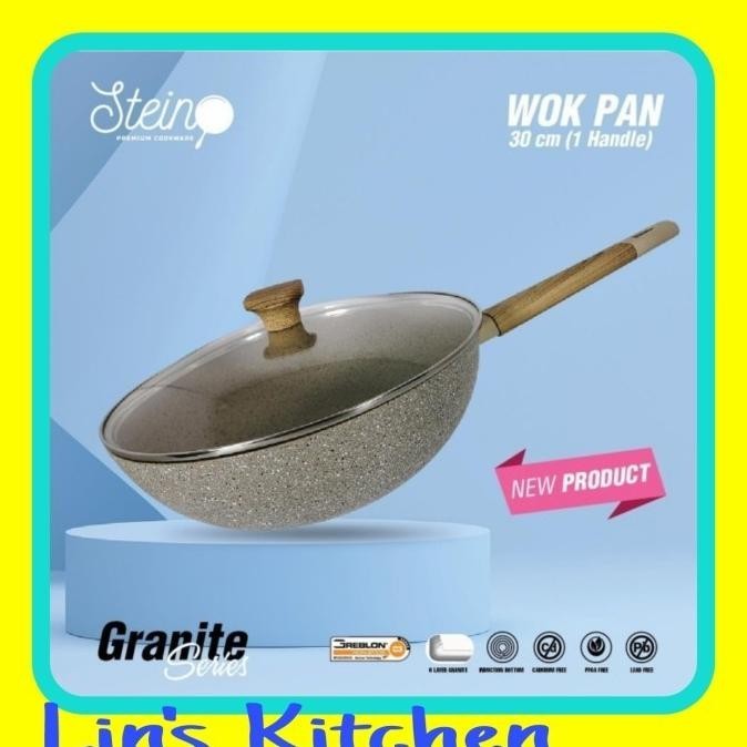 Obral Stein Cookware Single Handle Wok With Lid 30 Cm Kode 714 Gustiilasaa