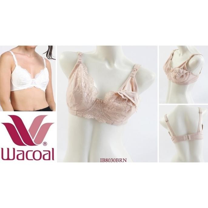 Bra Wanita Menyusui WACOAL Full cup Kawat Renda Tanpa Busa IB8030 TB