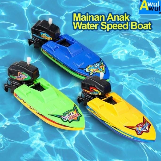 Mainan Anak Perahu Kapal Speed Boat Baling-baling Tenaga Putar