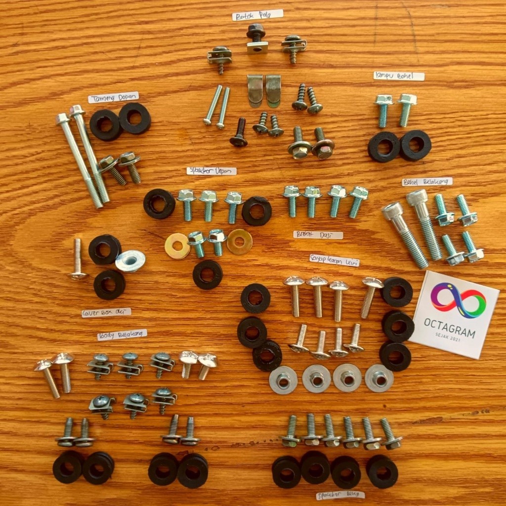 Baut Body Yamaha Fizr Full Set/ Baut Body Motor Fizr dan Force 1Full Set Yamaha Lengkap Dengan Karet