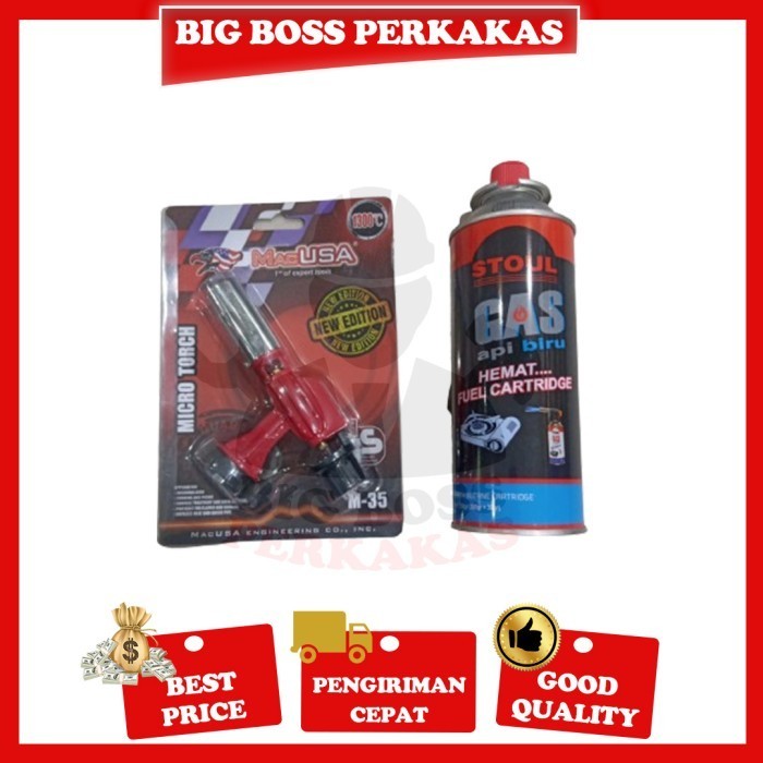 paket gas torch gas refill 250gram / set flame pem