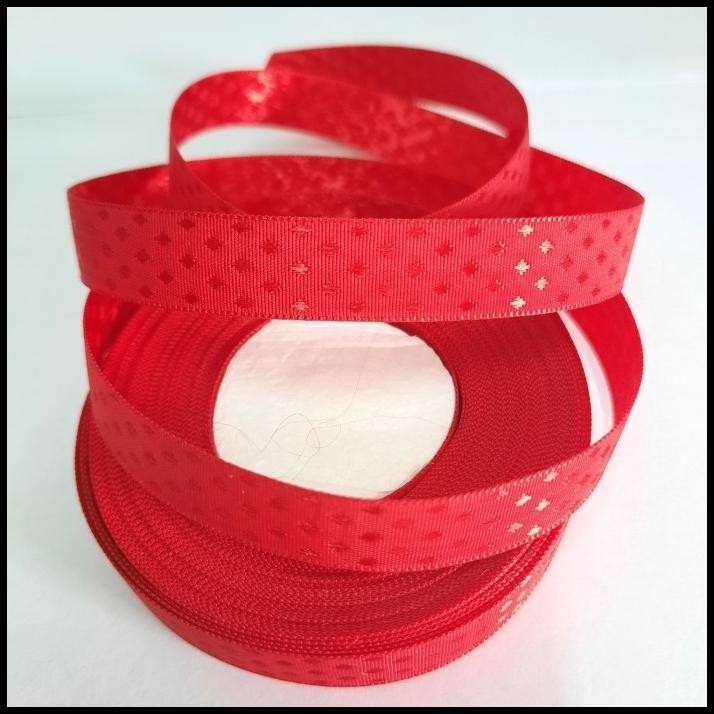 

HOT DEAL PITA MERAH MOTIF WAJIK DIAMOND 1.25CM / 1/2" PER ROLL !!