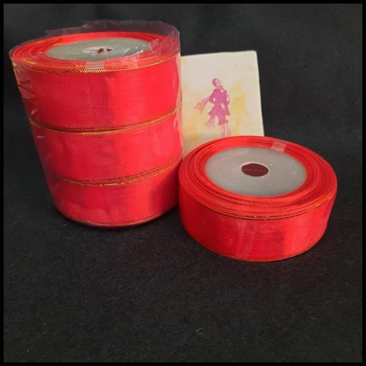 

TERMURAH PITA ORGANDI MERAH LIST MAS 1" ( 2,5 CM ) !