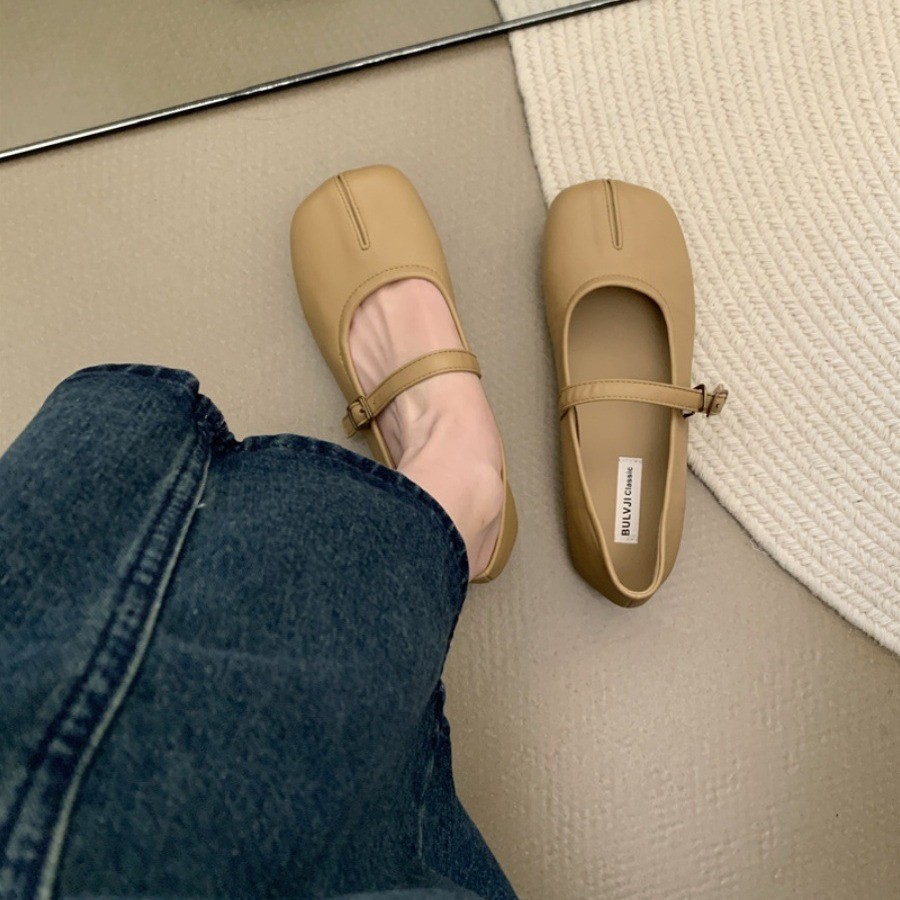 Fashion All-Match Fake Split Toe Buckle Mary Jane Shoes Women